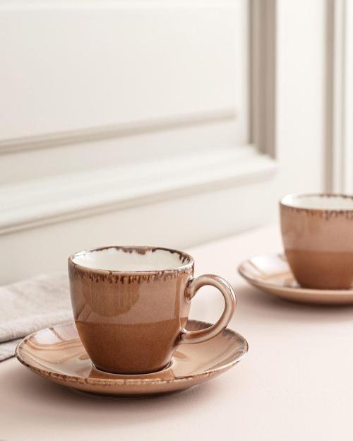 Monde 2 Kişilik Kahve Fincanı Takımı - Pudra - 90 Ml