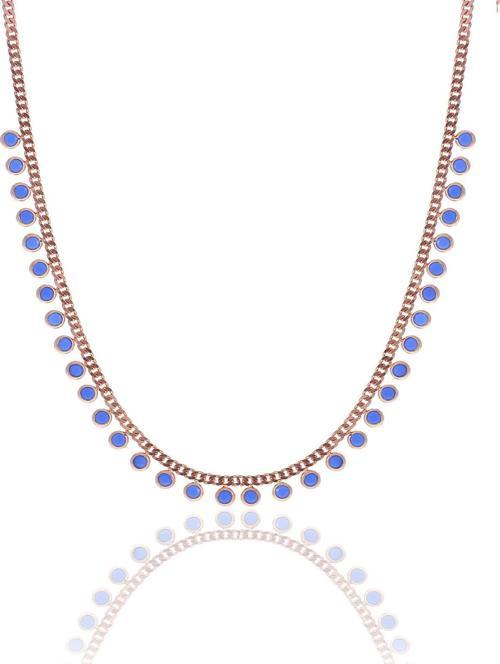 Gümüş rose turkuaz taşlı gurmet zincirli kolye