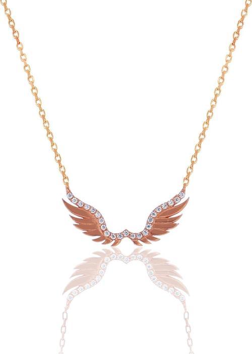 Gümüş rose zirkon taşlı kanat kolye  