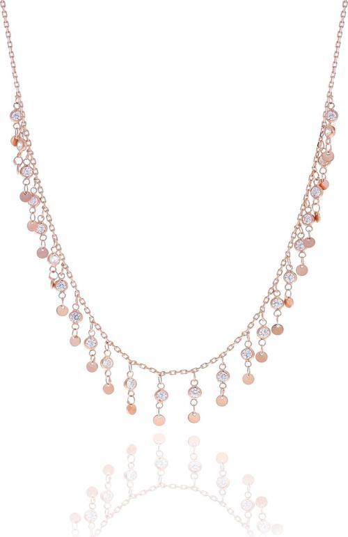 Gümüş rose zirkon taşlı pullu kolye 