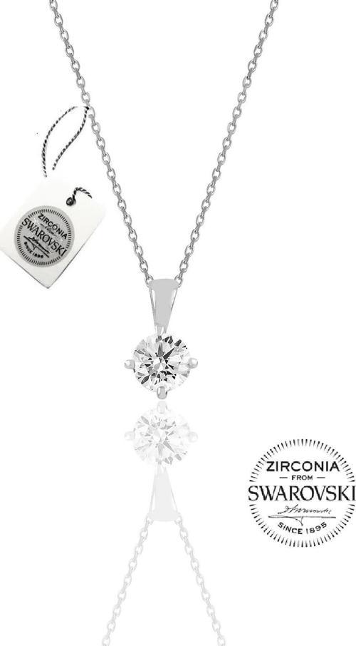 Gümüş Swarovski tek taş kolye 