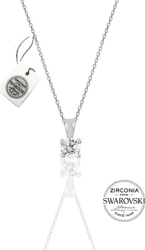 Gümüş Swarovski tek taş kolye