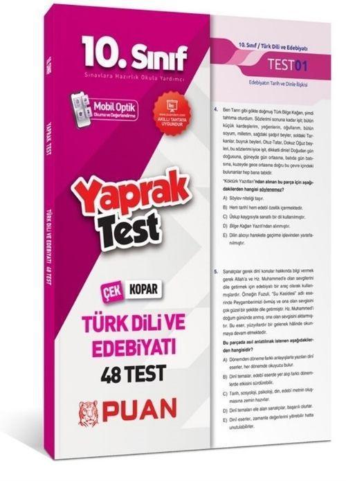 10. Sınıf Türk Dili ve Edebiyatı Yaprak Test Puan Yayınları