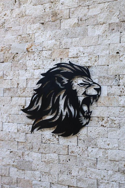 Aslan Tablo Kükreyen Aslan Detaylı Metal Paslanmaz Duvar Tablosu, Dekor, Duvar Dekorasyonu