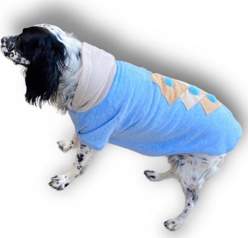 Triple Light Blue Kapşonlu Sweatshirt Orta ve Büyük Irklar İçin