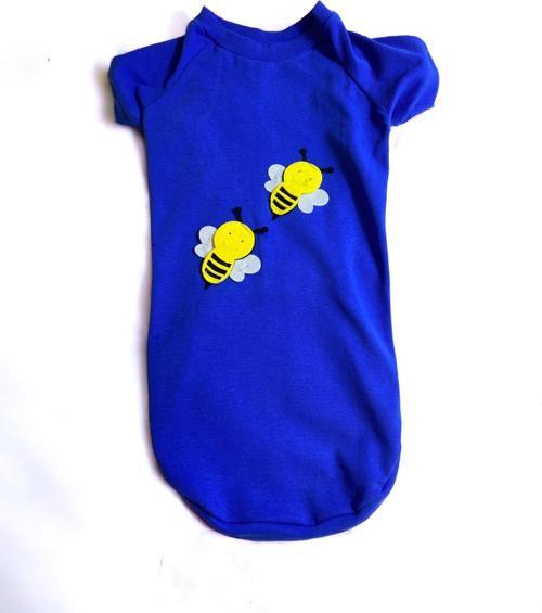 Navy Bee Oval Yaka Tişört Köpek Kıyafeti Orta ve Büyük Irk