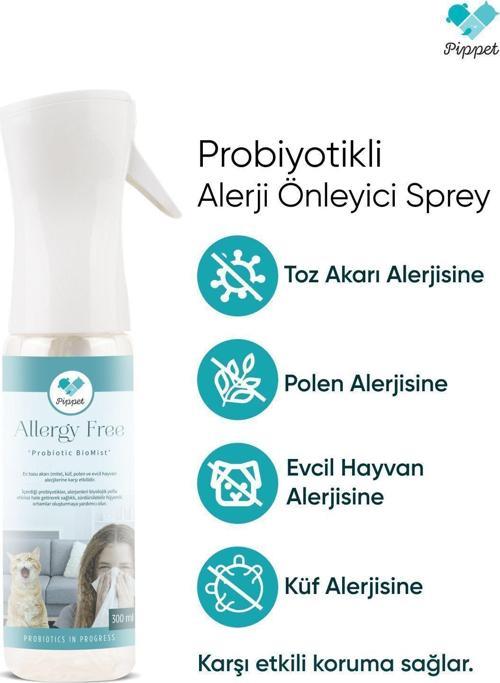 Probiyotik Kedi Köpek Toz Akar Polen Alerji Önleyici Sprey 300 Ml