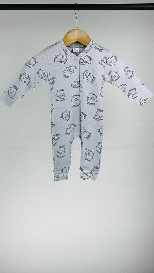 Kuzucuklu %100 Pamuklu Çıtçıtlı Bebek Tulum Gri 3 Ay