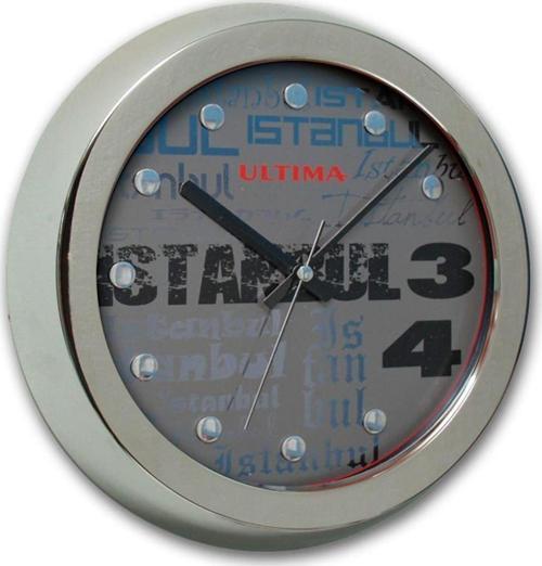 0081 Sb34 Metal Kromaj Kasa Pasolu İstanbul Kadran 30 Cm. Duvar Saati