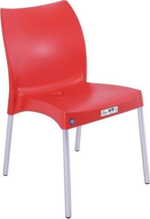 Nil Sandalye (6 Adet) Alüminyum Ayaklı Kırmızı