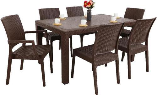 Elit 90x150 Rattan 2 Elit Koltuk 4 Elit Sandalye Masa Takımı Kahverengi