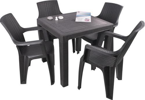 Elit Rattan 80x80 Nibras Koltuk Masa Takımı Kahverengi