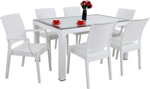 Elit Rattan 90x150 2 Elit Koltuk 4 Elit Sandalye Camlı Masa Takımı Beyaz