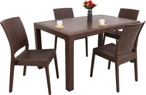 Elit Rattan 90x150 4 kişilik Elit Sandalye Masa Takımı Kahverengi
