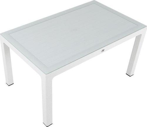 90x150 Elit Rattan Masa (Camlı) BEYAZ