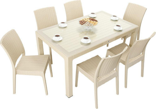 Elit Rattan 90x150 Elit Sandalye Camlı Masa Takımı ÇÖLBEJİ