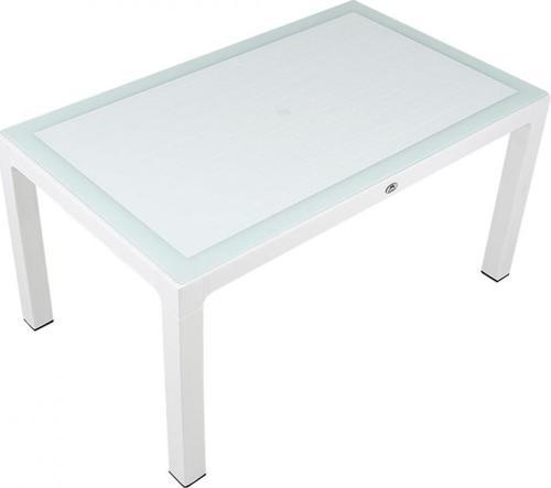 90x150 Wood Masa (Camlı) Beyaz