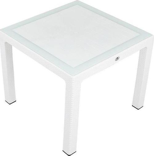90x90 Elit Rattan Masa (Camlı) BEYAZ
