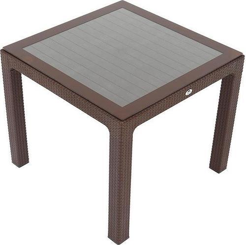 90x90 Elit Rattan Masa (Camlı) KAHVERENGİ