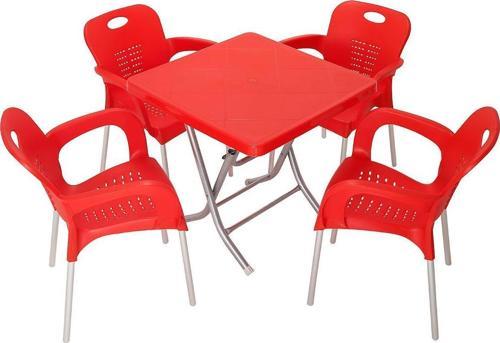 Katlanır Ayak 80x80 Alüminyum Ayaklı Nil Koltuk Masa Takımı KIRMIZI