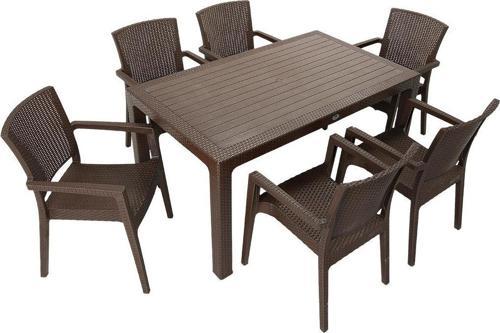 Elit Rattan 90x150 Zeus Koltuk Masa Takımı KAHVERENGİ