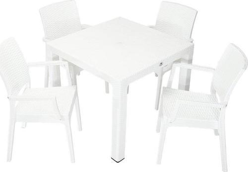 Elit Rattan 90x90 Elit Koltuk Masa Takımı BEYAZ