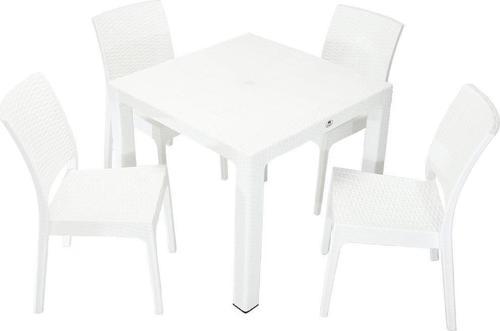 Elit Rattan 90x90 Elit Sandalye Masa Takımı BEYAZ