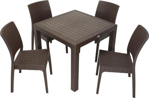 Elit Rattan 90x90 Elit Sandalye Masa Takımı KAHVERENGİ