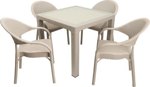 Elit Rattan 90x90 Eylül Koltuk Camlı Masa Takımı Çölbeji