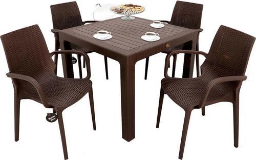 Elit Rattan 90x90 Nirvana Koltuk Masa Takımı Kahverengi