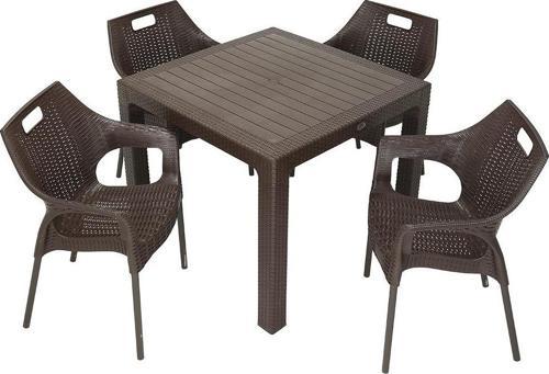 Elit Rattan 90x90 Star Koltuk Masa Takımı KAHVERENGİ