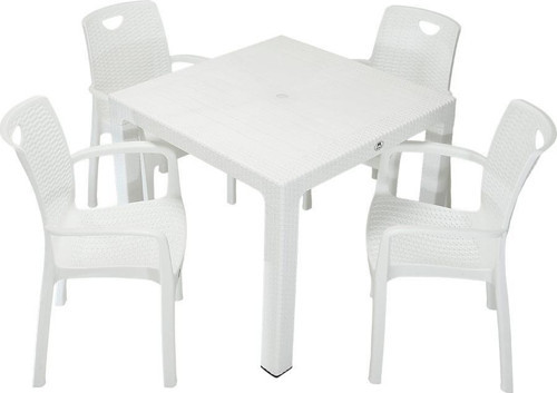 Elit Rattan 90x90 Zeugma Koltuk Masa Takımı beyaz