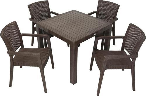 Elit Rattan 90x90 Zeus Koltuk Masa Takımı KAHVERENGİ