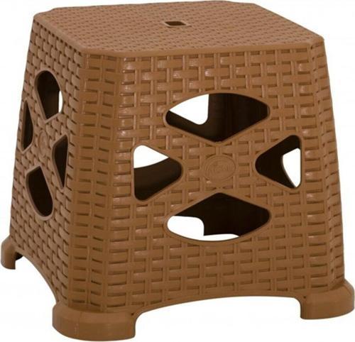 Sağlam Plastik Elit Rattan Küçük Tabure Tik