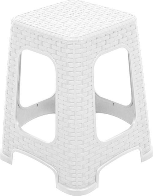 Sağlam Plastik Karizma Rattan Tabure (6 Adet) Beyaz