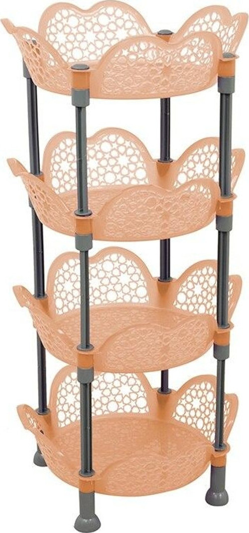 Plastik Motif Yuvarlak Sebzelik Pembe