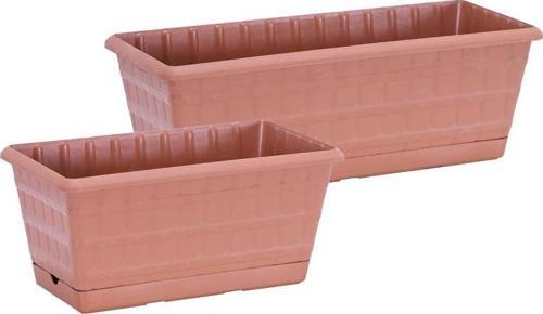Balkon Saksı 2'li Set 30 cm-40 cm Kahverengi
