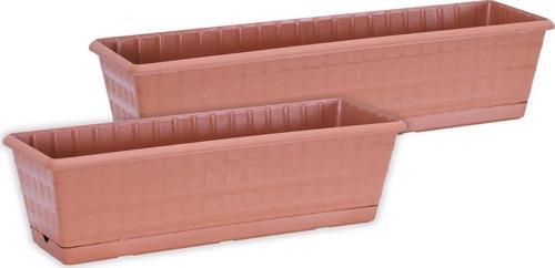 Balkon Saksı 2'li Set 50 cm - 60 cm Kahverengi