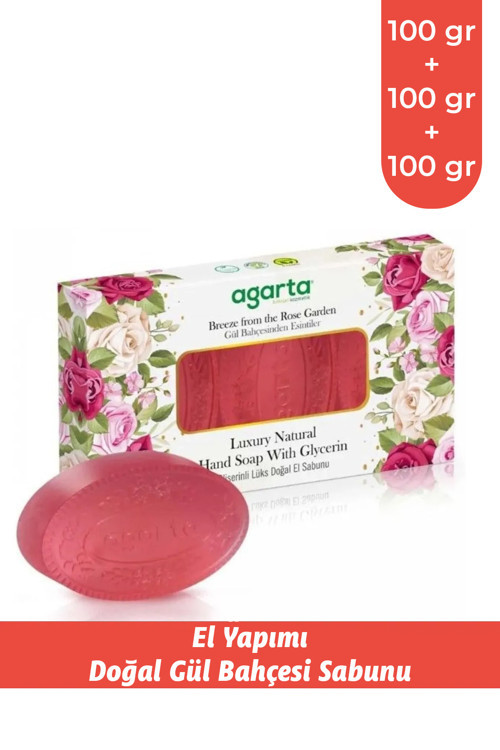 El Yapımı Doğal Gül Bahçesi El Sabunu 3*100 Gr