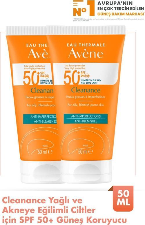 Cleanance Spf 50+ Yağlı Ve Akneye Eğilimli Ciltler İçin Yüksek Korumalı Güneş Kremi 50 Ml X2