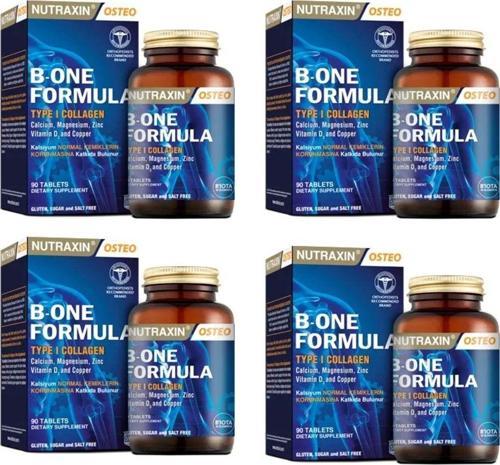 Hidrolize Kollajen(Tip 1),Magnezyum,Çinko,Bakır Içeren Gıda Takviyesi B-One Formula 90 Tabletx4 Adet