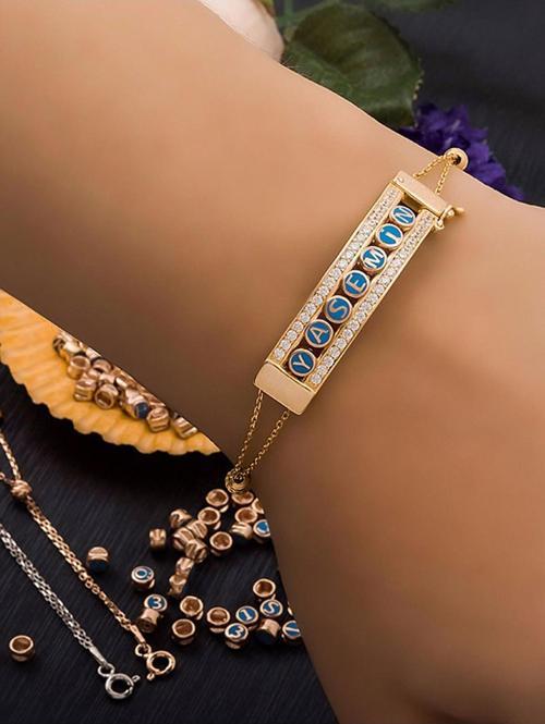 925 Ayar Altın Kaplama Gümüş Isim Demonte Bileklik