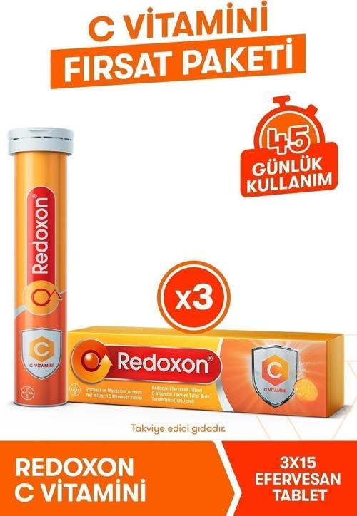 C Vitamini 15 Efervesan Tablet 3Li Paket I 1000 Mg C Vitamini Içeren Takviye Edici Gıda