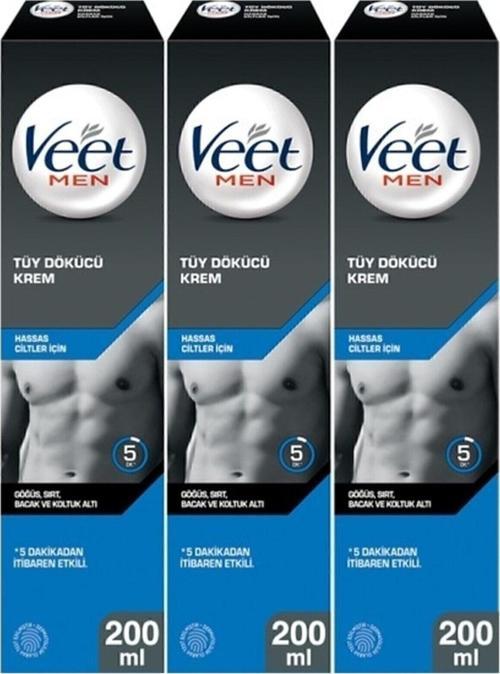 Men Erkeklere Özel Tüy Dökücü Krem Hassas Ciltler İçin 600 Ml (200Ml X 3 Adet)