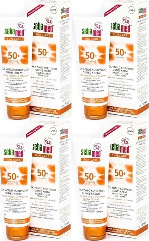 Sun Care Çok Yönlü Koruyucu Güneş Kremi 75Ml Spf 50+ Faktör (4 Lü Set)