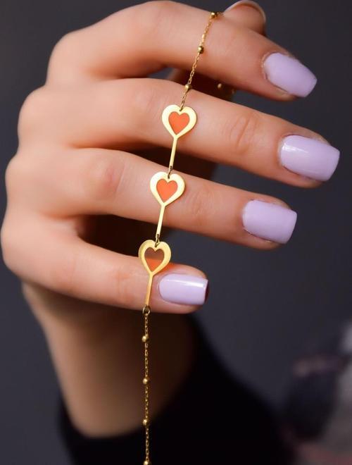 925 Ayar Gümüş Gold Kaplama Parlayan Rüya Serisi Kalp Tasarım Ebruli Cam Boyalı Bileklik