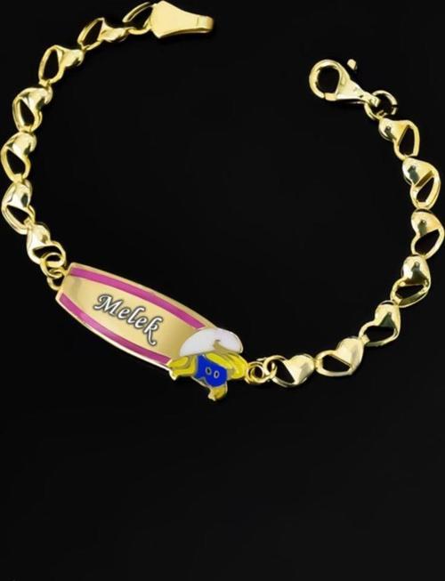 925 Ayar Gümüş Gold Kaplama Şirine Isimli Kız Bebek Künyesi