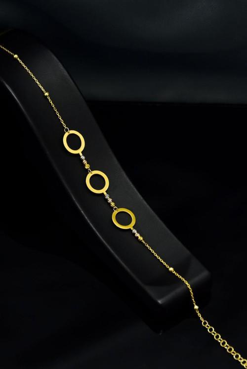 925 Ayar Gümüş Gold Kaplama Dorika Toplu Üç Halka Bileklik