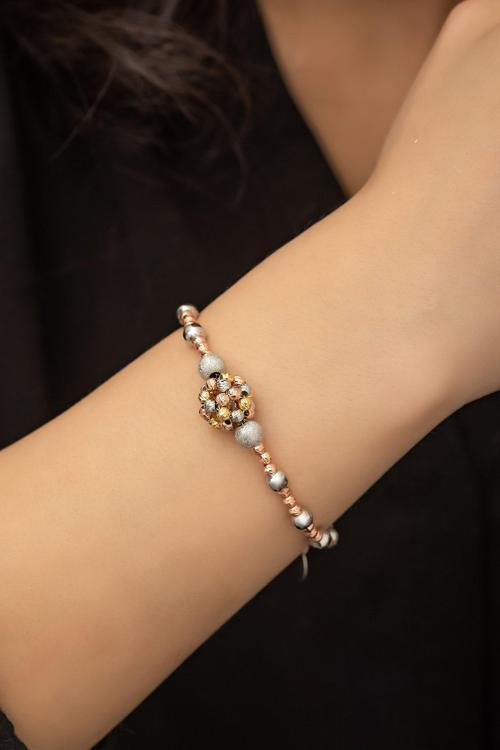 Renkli Dorica Toplu Küme Bileklik - 925 Ayar Gümüş Bileklik - Uvps200033