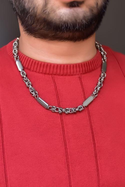 Çelik Erkek Siyah-beyaz Hiphop Kolye